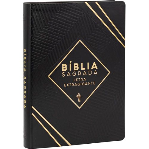 bíblia sagrada - letra extragigante - couro sintético preto