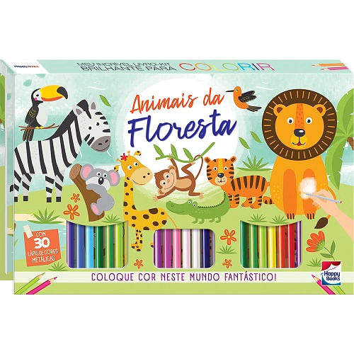 meu incrível livro-kit brilhante para colorir: animais da floresta