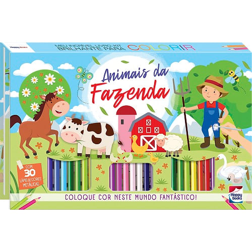 meu incrível livro-kit brilhante para colorir: animais da fazenda