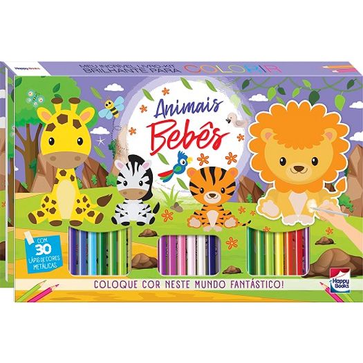 meu incrível livro-kit brilhante para colorir: animais bebês