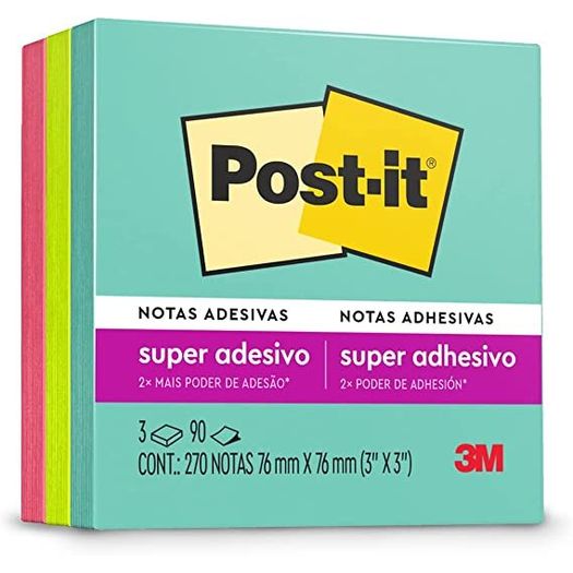 bloco post-it 90 folhas 3 unidades bloco post-it 90 folhas 3 unidades