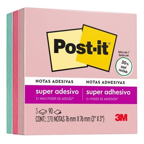 bloco post it 90 folhas 3 unidades