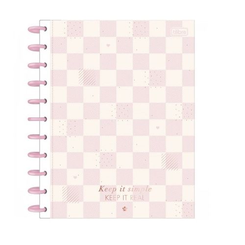 caderno tilidisco universitário 1 matéria xadrez rosa