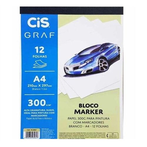 bloco de papel marker a4 com 12 folhas 300g