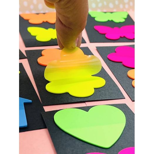 bloco adesivo transparente diversas formas coloridas bloco adesivo transparente diversas formas coloridas