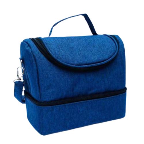 bolsa térmica dupla azul linho