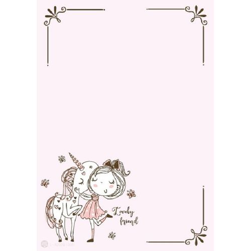 papel de carta menina e unicórnio