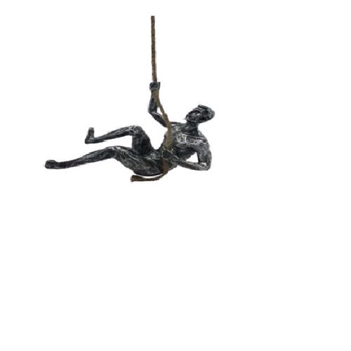 homem de resina escalando com corda no rapel mod1 16x18cm decorativo