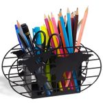 porta canetas duplo mapa mundi em metal preto