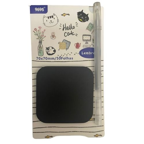 bloco adesivo preto 50 folhas com caneta gel 1 unidade