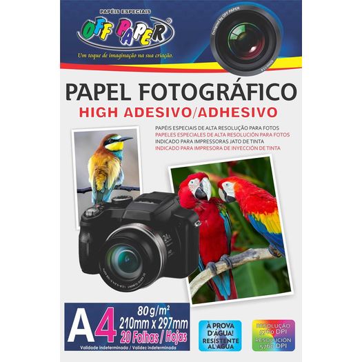 papel fotográfico adesivo a4 80g 20 folhas