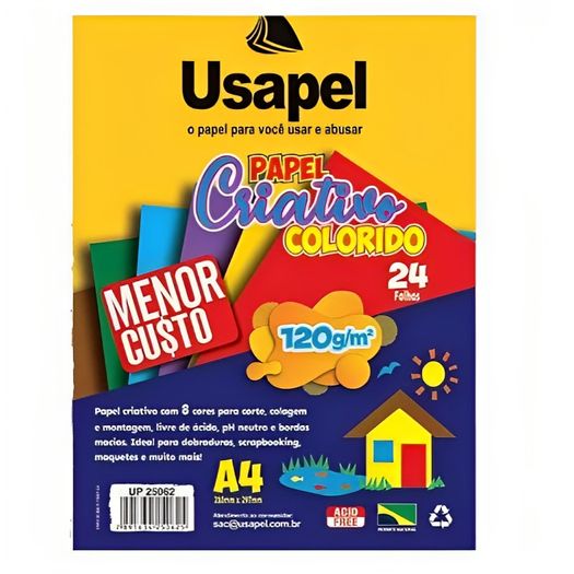 papel criativo a4 24 folhas colorido usapel papel criativo a4 24 folhas colorido usapel