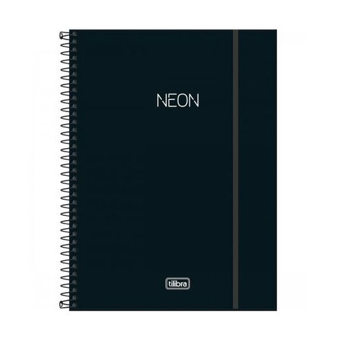 caderno universitário 10 matérias 160 folhas neon preto tilibra