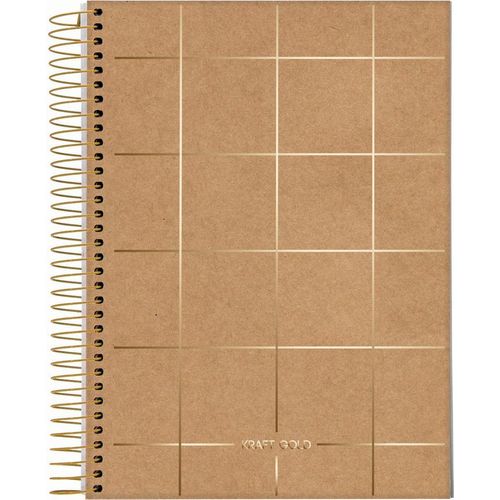 caderno colegial 1 matéria 80 folhas kraft gold