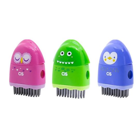 apontador + borracha + escova apontador + borracha + escova