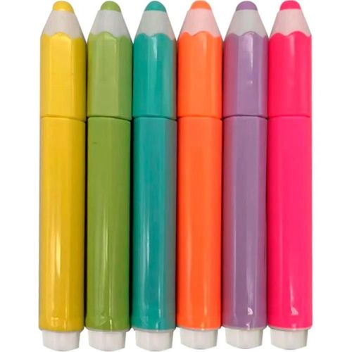 caneta hidrográfica formato lápis com 6 cores leo leo blister