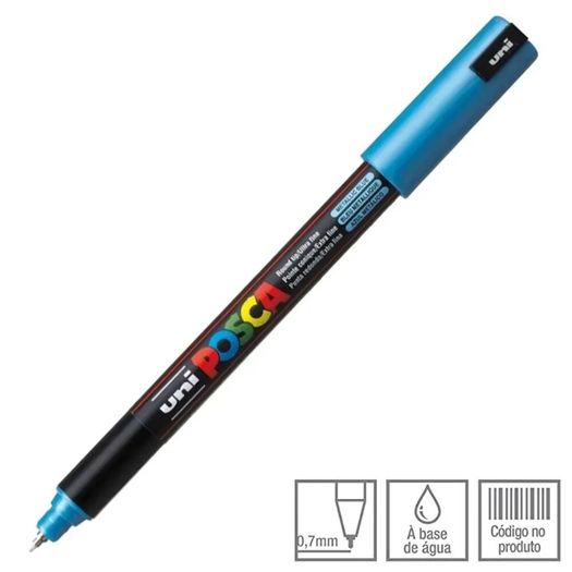 caneta marcador perma uni posca 0.7mm azul metalica pc-1mr sertic avulso