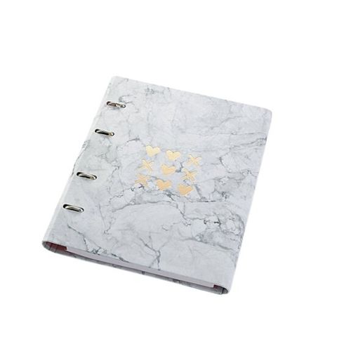 caderno-fichario-190-folhas-ultra-pink-stone-marmore-otima