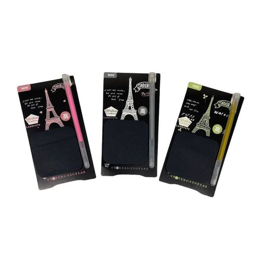 bloco adesivo france 1 unidade 50 folhas pretas com caneta gel bloco adesivo france 1 unidade 50 folhas pretas com caneta gel