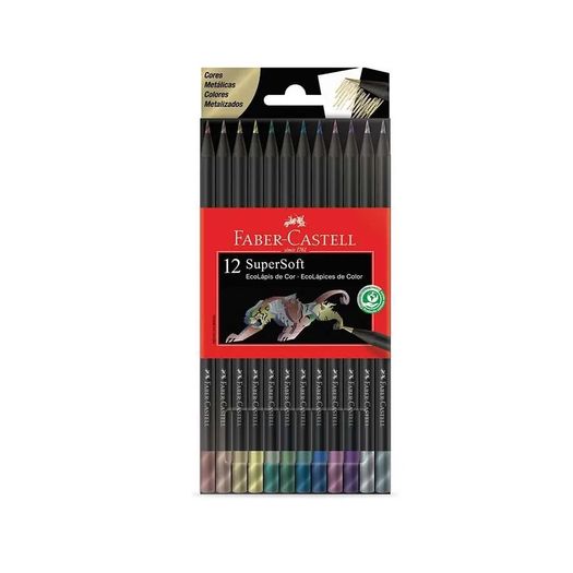 lápis de cor 12 cores metálicas supersoft 120712softmet faber-castell lápis de cor 12 cores metálicas supersoft 120712softmet faber-castell