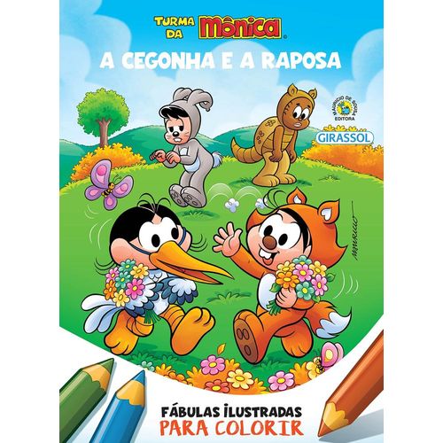 turma da mônica - fábulas ilustradas para colorir - a cegonha e a raposa