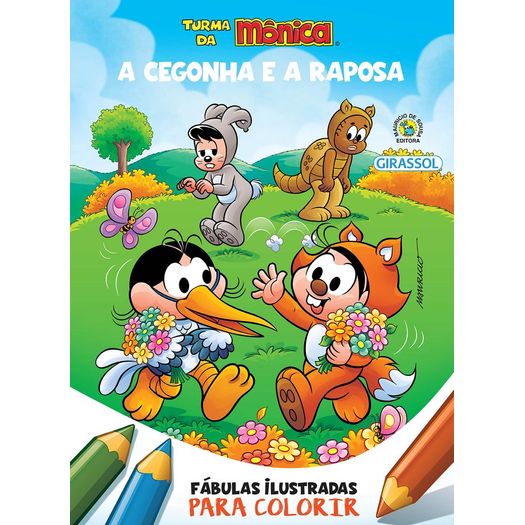 turma da mônica - fábulas ilustradas para colorir - a cegonha e a raposa turma da mônica - fábulas ilustradas para colorir - a cegonha e a raposa