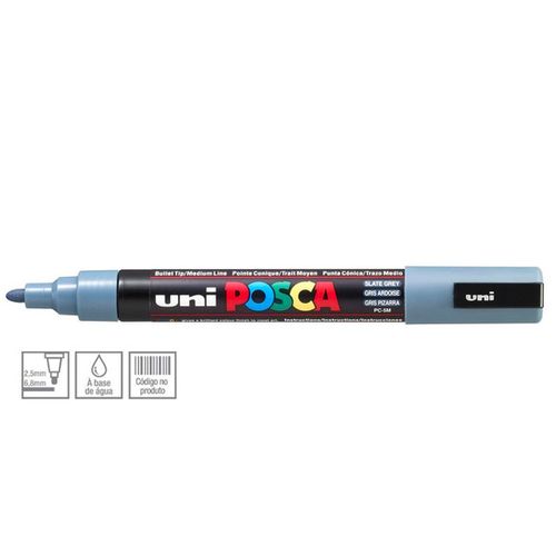 caneta marcador perma uni posca 2.5mm cinza ardosia pc-5m sertic avulso