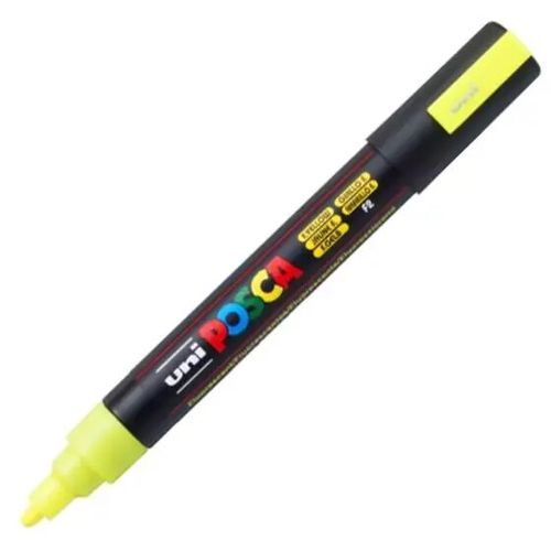 caneta marcador perma uni posca 2.5mm fluo amarelo