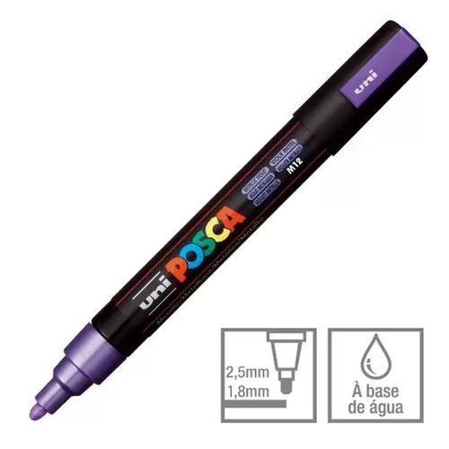 caneta marcador perma uni posca 2.5mm violeta metálica