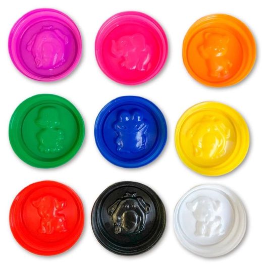 massinha de modelar com molde na tampa com 9 unidades massinha de modelar com molde na tampa com 9 unidades