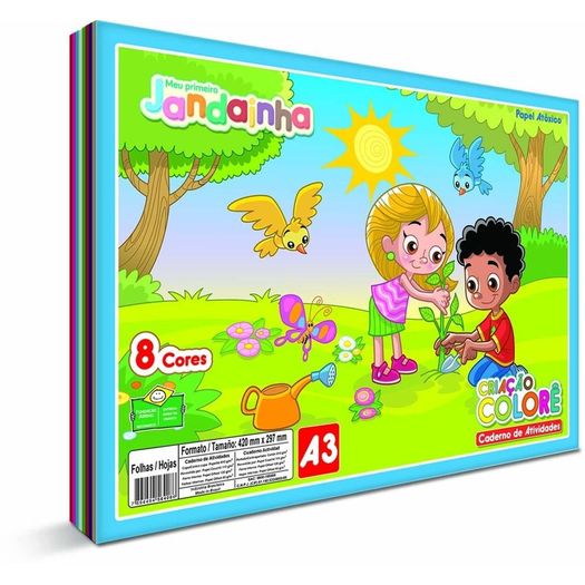 bloco criativo 8 cores a3 jandainha 32 folhas bloco criativo 8 cores a3 jandainha 32 folhas