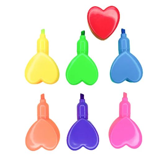 marca texto corações 6 unidades multicoloridas marca texto corações 6 unidades multicoloridas