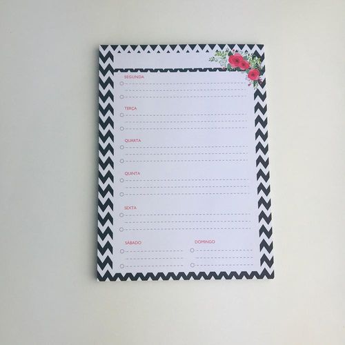 bloco de mesa a5 planner semanal chevron flowers 5001 evertop