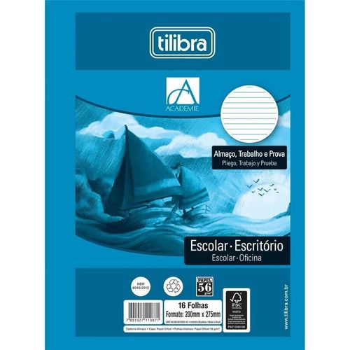 papel almaço c/pauta e margem 16f 11087/22883 tilibra