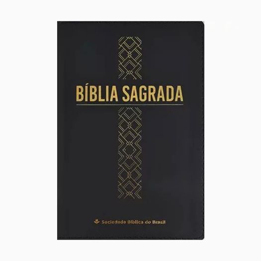 bíblia linha ouro - cruz - capa preta - letra grande