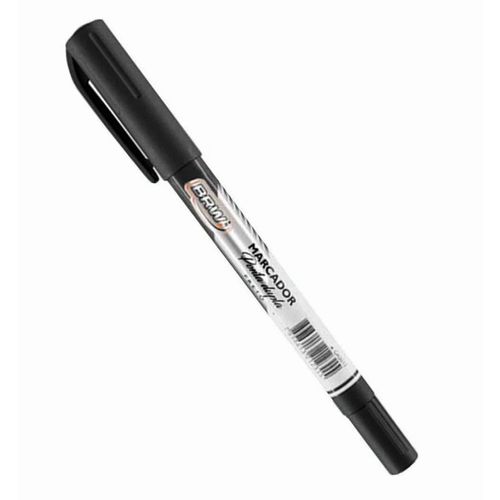 caneta marcador permanente ponta dupla preto