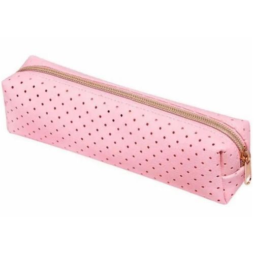 estojo simples perfurado rosa pastel