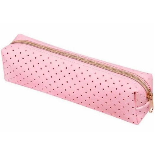 estojo simples perfurado rosa pastel estojo simples perfurado rosa pastel