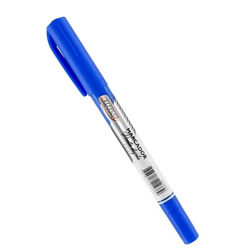 caneta marcador multiuso ponta dupla azul