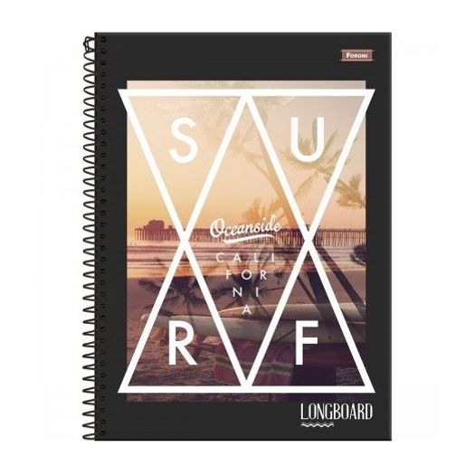 caderno universitário 15 matérias 240 folhas surf longboard caderno universitário 15 matérias 240 folhas surf longboard