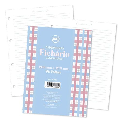 refil fichário pautado 96 folhas
