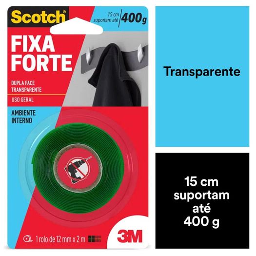 fita dupla face 12mmx2m transp fixa forte 3m blister fita dupla face 12mmx2m transp fixa forte 3m blister