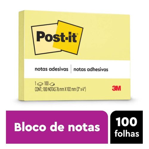 bloco post it 76x102mm 100f amarelo 657 3m
