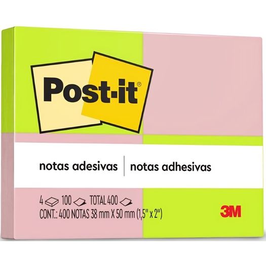 bloco post-it 100 folhas verde e rosa 4 unidades bloco post-it 100 folhas verde e rosa 4 unidades