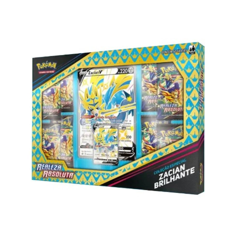 Pokémon - Box Coleção Especial Zacian Ou Zamazenta V Brilhante - Realeza  Absoluta - Livrarias Curitiba