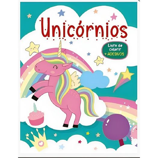 livro de colorir com adesivos - unicórnios livro de colorir com adesivos - unicórnios