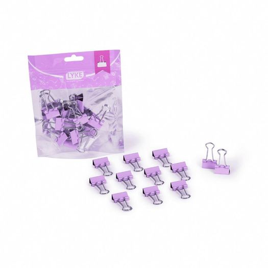 binder clips 19mm lilás pastel 12 peças binder clips 19mm lilás pastel 12 peças