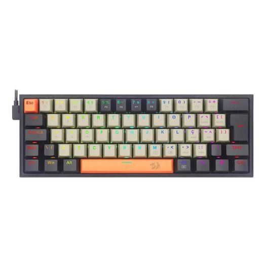 teclado mecânico fizz rgb laranja cinza e preto switch marrom (k617rgb-og gy bk) - redragon teclado mecânico fizz rgb laranja cinza e preto switch marrom (k617rgb-og gy bk) - redragon
