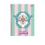 caderno universitário 1x1 80 folhas capa dura barbie teen