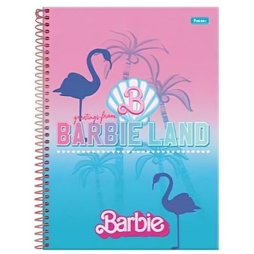 caderno universitário 1x1 80 folhas capa dura barbie teen